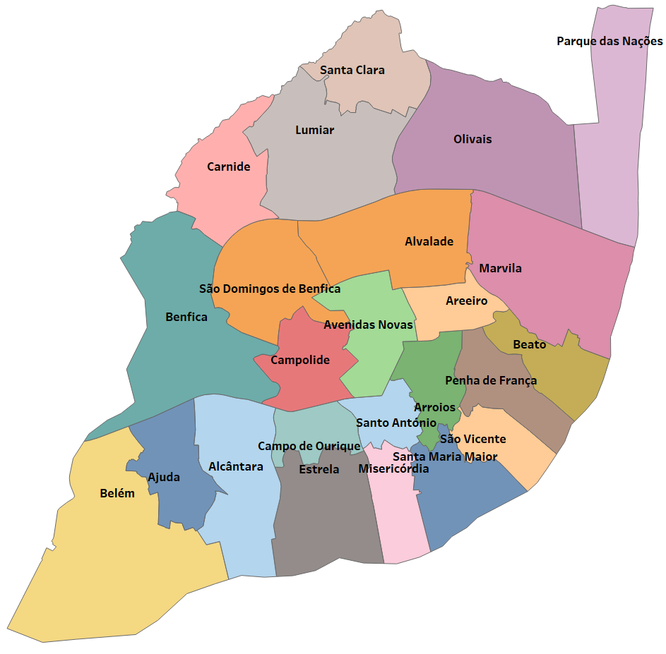 Map of Lisbon neighbourhoods