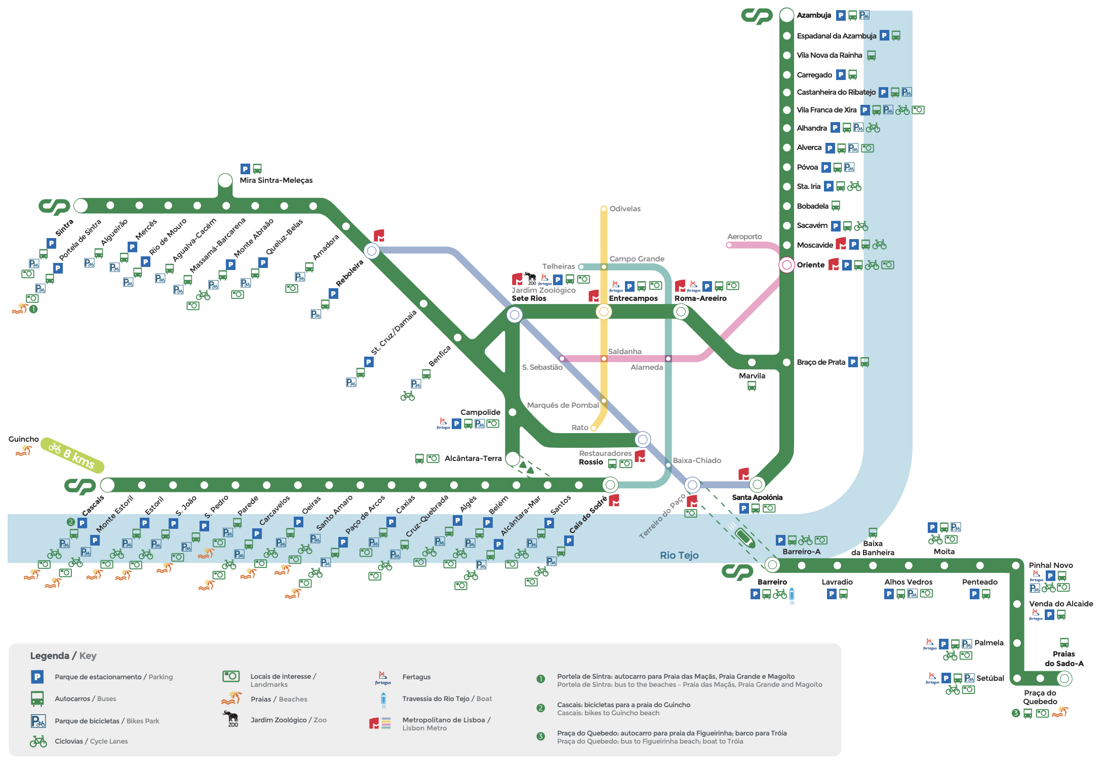 Lisbon train network map (by lisboaparapessoas.pt)